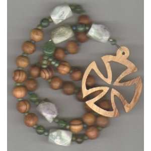 Anglican Rosary of Olivewood, Peace Jade w/Canterbury Cross