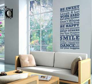 HOUSE RULES LARGE decal   vinyl wall art (phrase/quote)  