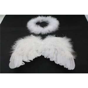  Baby 0 6mo White Angel Feather Wings + Halo Baby