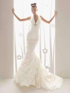 mermaid Halter bridal wedding dress custom evening gown prom backless 