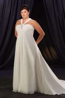   Ivory Chiffon Plus Prom Gown Wedding Dress Evening Dress 573A  