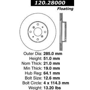  Centric Parts, Inc. 120.28000 Front Disc Brake Rotor Automotive