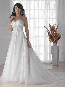 White or ivory chiffon beach Wedding Dress Evening Dress custom size 