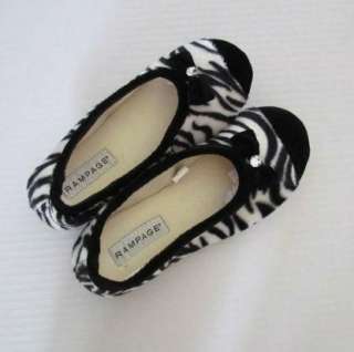 RAMPAGE New Black White Zebra Print Ballet Slippers Womens S (5 6 