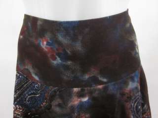VERTIGO Brown Blue Paisley Print Corduroy Skirt Sz 4  