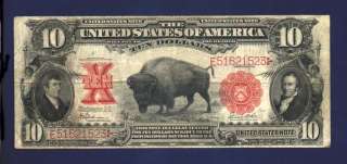   United States Note $10 Buffalo Large Size Currency Bank Note  