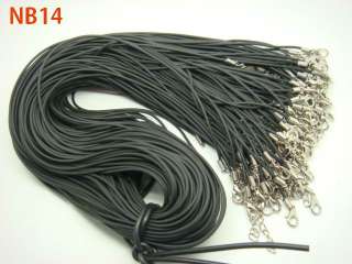 23 inch Black Rubber Necklace Craft Thread Wire Cord Chain Lobster 