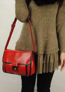 Genuine Leather Shinny Box Satchel Shoulder Bag Messenger Handbag 