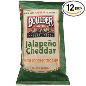 Boulder Potato Chips, Jalapeno Cheddar, 5 Ounce Bags (Pack of 12 