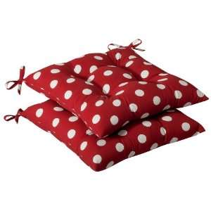  Pack of 2 Outdoor Patio Tufted Chair Seat Cushions   Red 