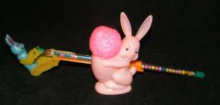   EASTER CANDY CONTAINER STRAW RABBIT & PINK PLASTIC STYROFOAM BUNNY EGG