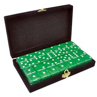 Domino Double Six 6 Green Jumbo Tournament Pro size velvet black box 