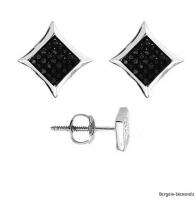 Black Diamond Kite Stud earrings screwback .15 cts 925  