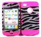 HYBRID Silicone Rubber+Cover Case for Apple iPhone 4 4S 4th CRYSTAL PK 