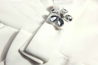 2012 elegant new shining diamond mini OL dress bow puff sleeves 