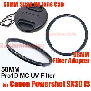 Filter Adapter 58MM Pro1D UV Lens Cap for CANON SX30 IS  