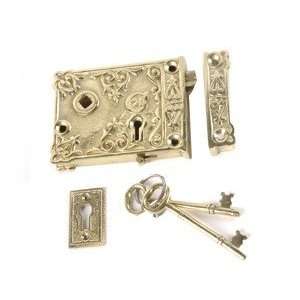  Ornate Brass Door Rim Lock Set