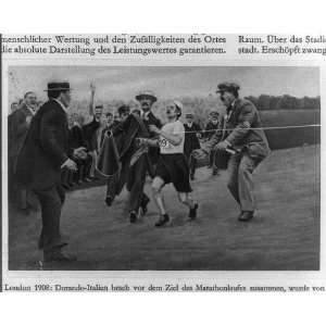 London,1908,Dorando of Italy being helped across finish line,Marathon 