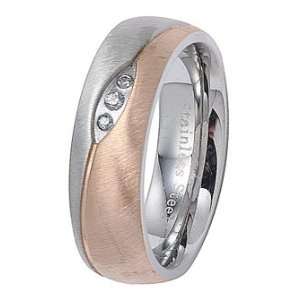 6MM Stainless Steel Wedding Band with Half Plain andf Half 