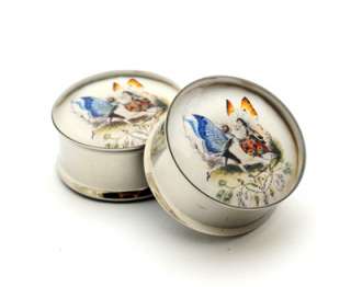 Pair of Fairy Picture Plugs gauges STYLE 2 Choose Size  