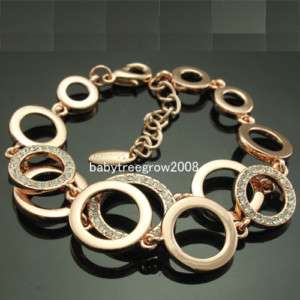 18k Rose Gold GP Clear Swarovski Crystal Chain & Link Bracelet 47 