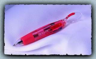 BULLET METALLIC RUBY RED COMPACT BALLPOINT PEN w/CHROME ACCENTS & BLUE 