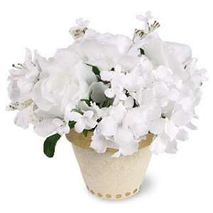   Bridal Floral Large White Mixed Floral Silk Flower Pot