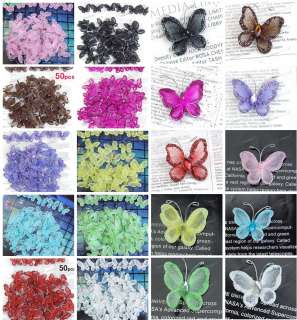 50 Glitter Rhinestone Stocking Butterfly Wedding Decor  