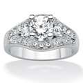 Ultimate CZ Platinum over Silver Cubic Zirconia Ring