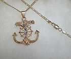 18K Gold gf KIDS FIGARO LINK CHAIN Necklace ANCHOR CROSS PENDANT