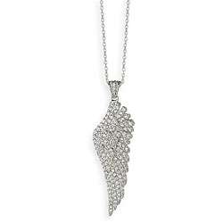 14k White Gold Overlay Angel Wing Necklace  