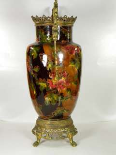 Gien Vase bronze mounts Antique French Porcelain  