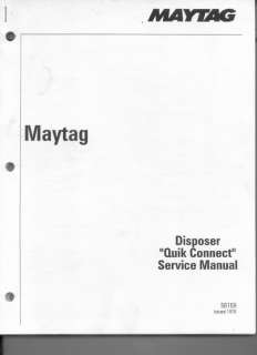 Maytag Quik Connect Disposer Service Manual  