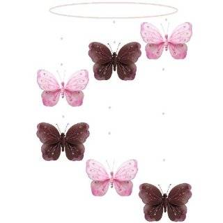Brown Pink Shimmer Spiral Butterfly Mobile Decorations   butterflies 