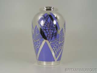 UNIQUE Art Deco Bavaria Porcelain & Silver Inlay Vase  