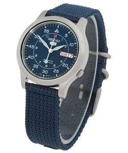Seiko 5 Mens Blue Dial Automatic Military Watch  