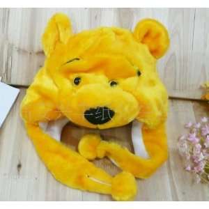  Winnie The Pooh Yellow Bear Plush Animal Hat with Poms 