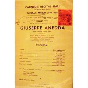   Carnegie Recital Hall 1961 gervina, Fatelli, Guttadoro Anedda Books