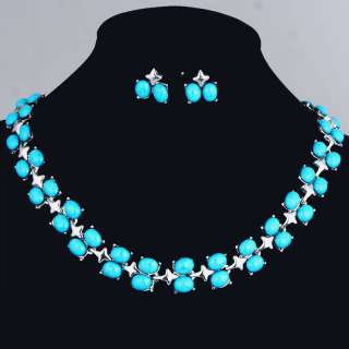   howlite turquoise star Tibet silver bead strand earrings necklace set