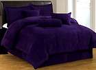 New Bed In a Bag Solid Purple Suede Comforter set  Twin
