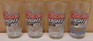 COORS LIGHT COLD ACTIVATED NASCAR SET OF 4 BEER GLASSES  