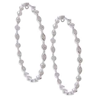 Sterling Silver Diamond Accent Hoop Earrings  