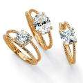 Gold Over Silver, Size 5 Cubic Zirconia Rings   