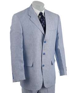Adolfo Mens Blue/ White Linen Suit  