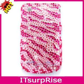 Bling Diamond Pink Zebra Case Cover For Blackberry Curve 8520  
