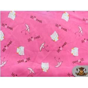  100% Cotton Print Fabric   HELLO KITTY LIFE IS SWEET FH 