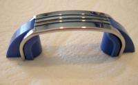   NOS CHROME DRAWER Cabinet Door Pulls Handles BLUE LINES Early Plastic
