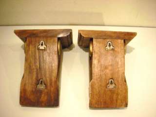 PAIR VINTAGE SOLID WOOD CARVED WALL SHELVES SCONCES  
