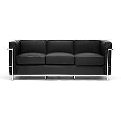LC Black Leather Sofa & Chair Set  