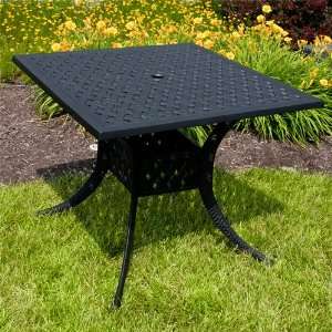  36 Cast Aluminum Square Table   Black Patio, Lawn 